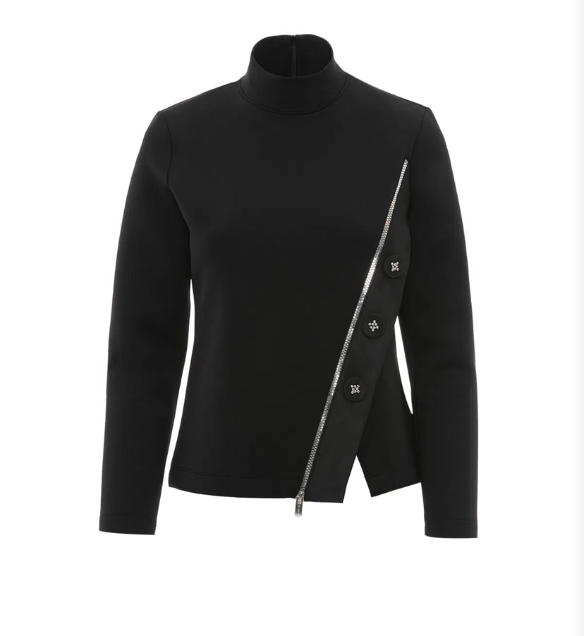 Embellished Button Scuba Blouse