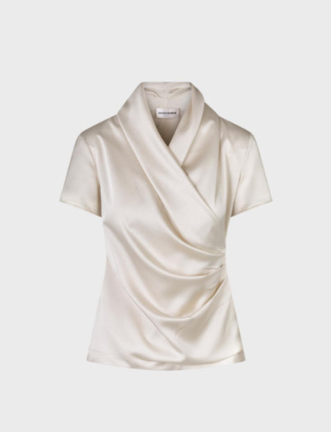 Drape-neck Satin Blouse