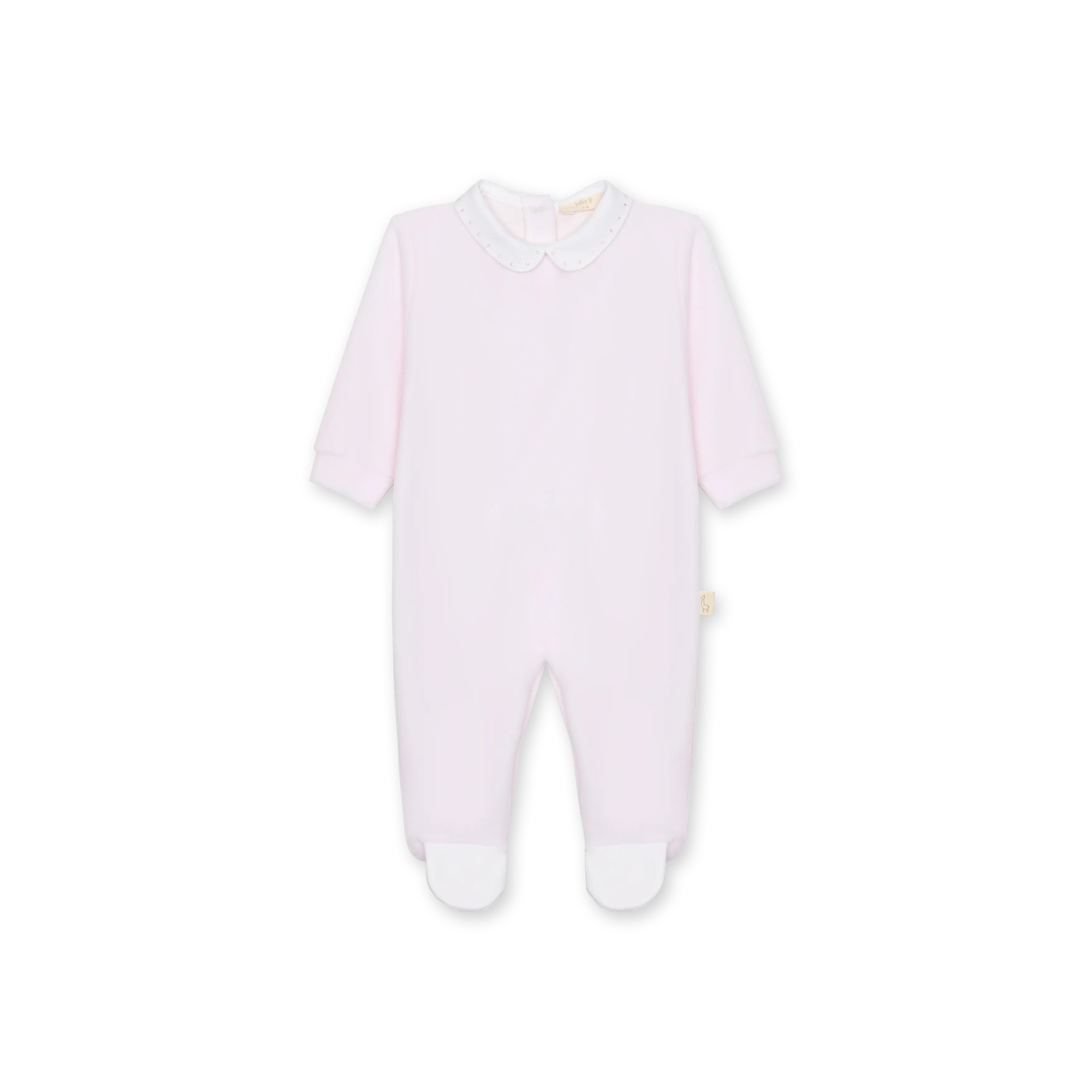 Velour babygrow with pique collar