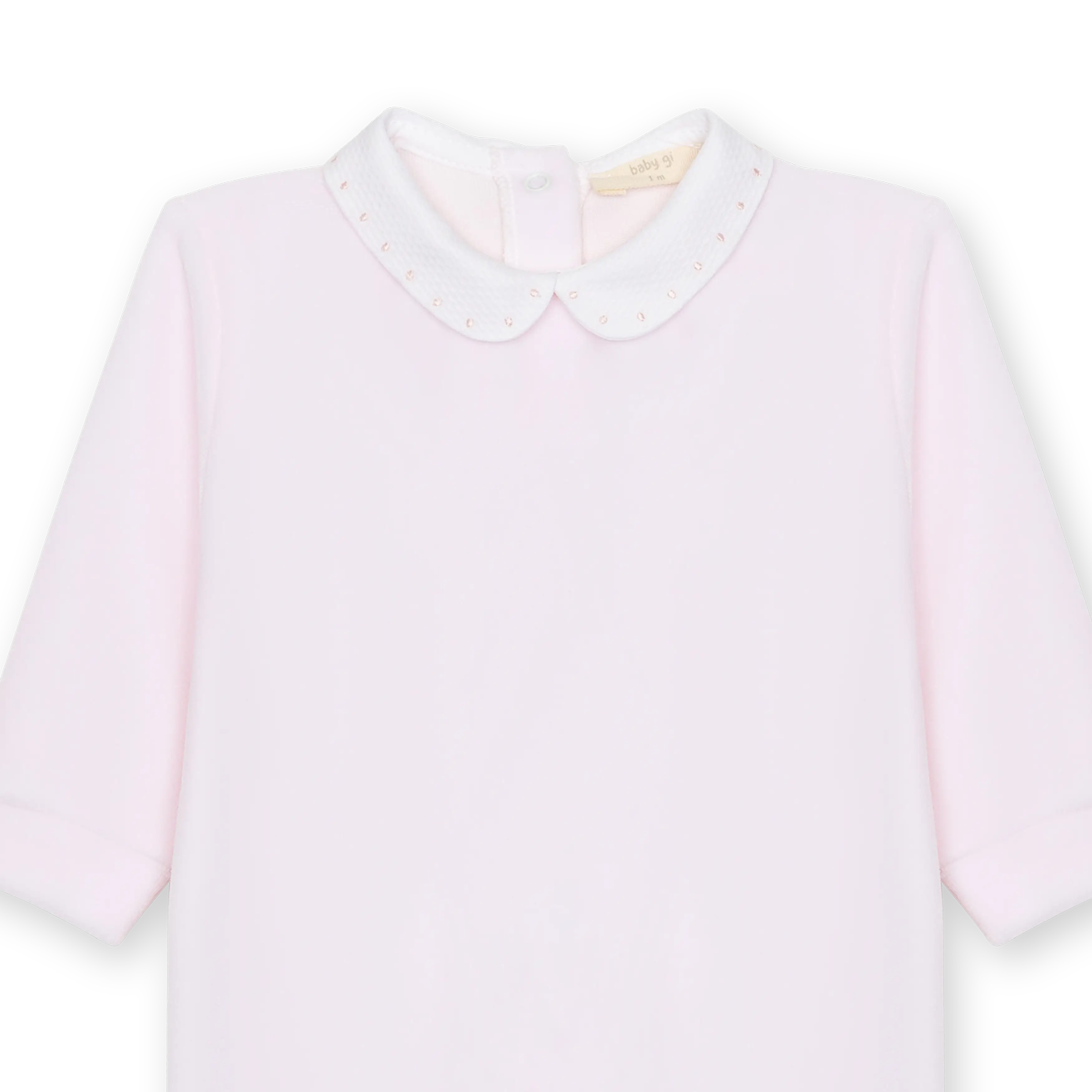 Velour babygrow with pique collar