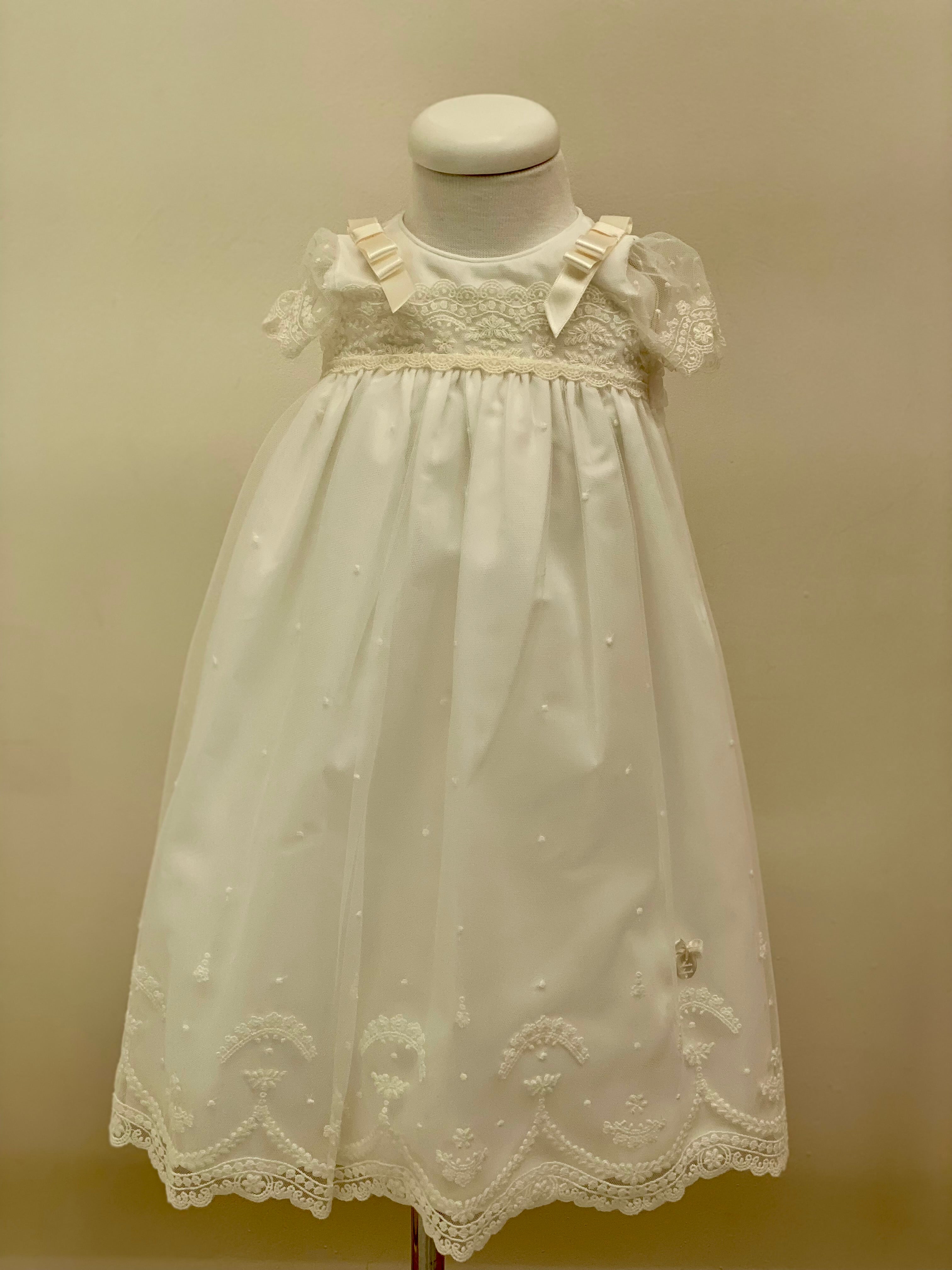 Delicate Pearl-Embroidered Baptism Dress