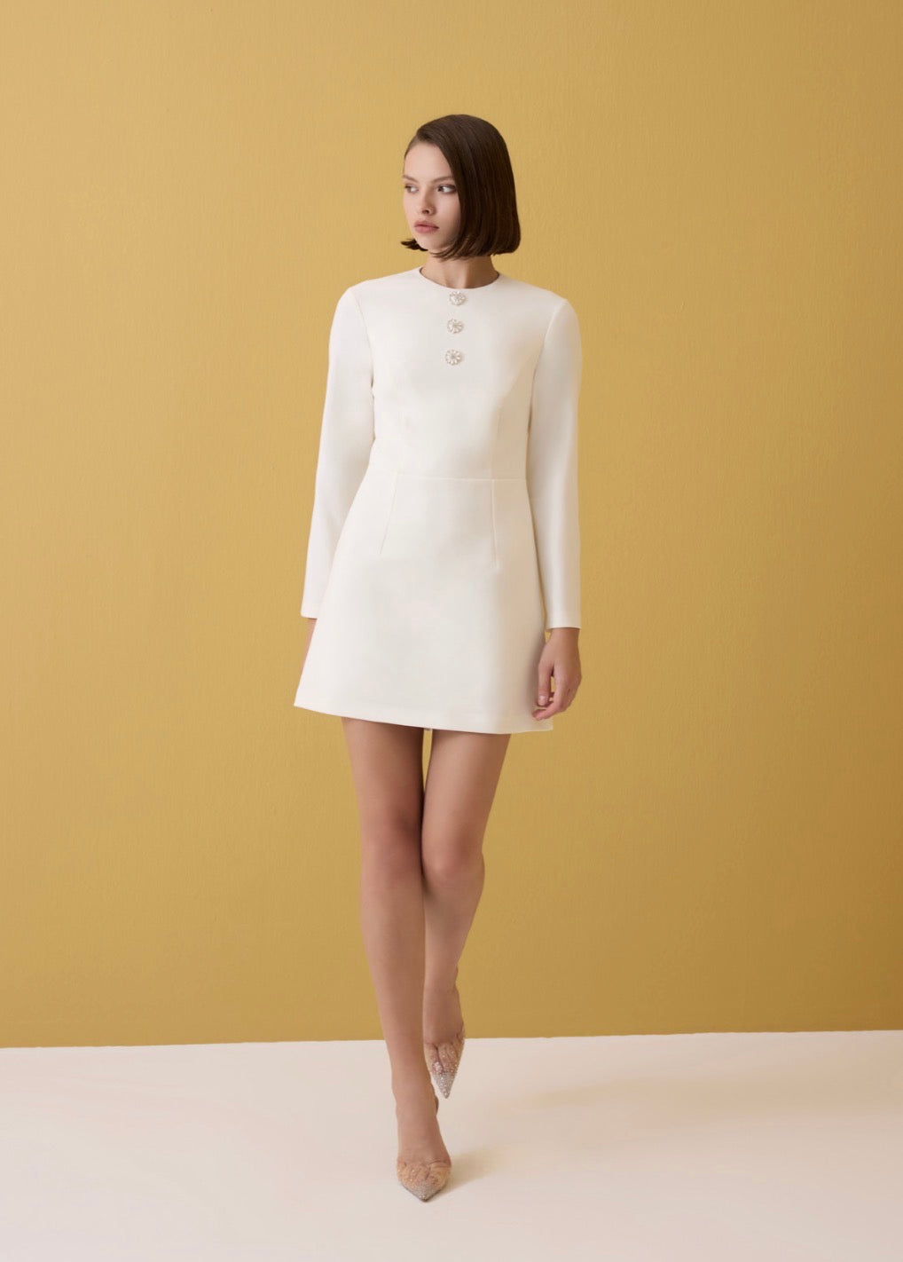 Vintage Pearl Detail Mini Dress