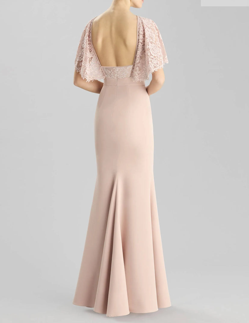Elegant Blush Pink Evening Gown by Pronovias