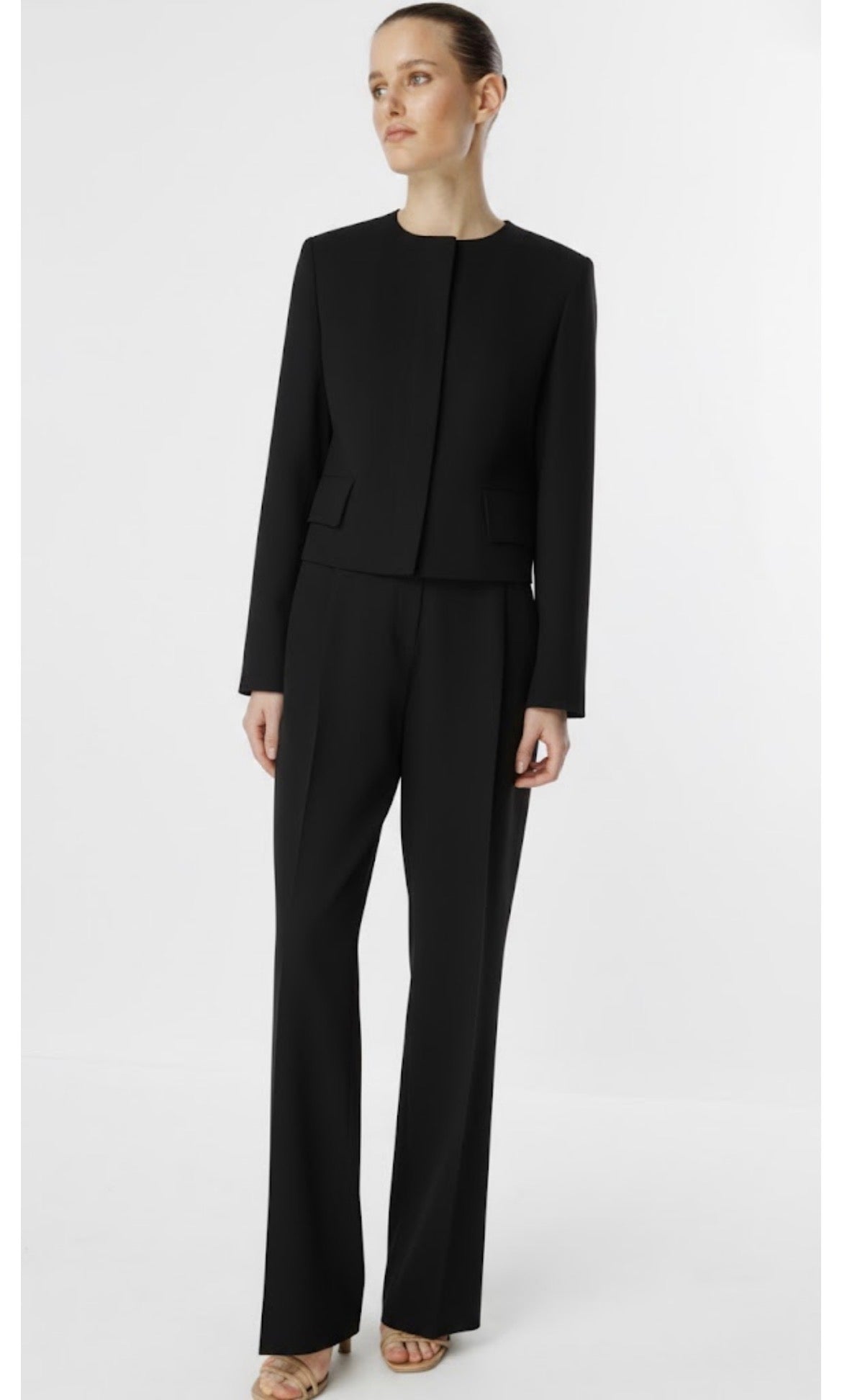 Black Collarless Suit