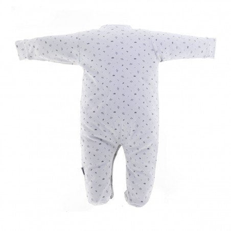 Cambrass playsuit pyjama with scattered printed crown motifs .
