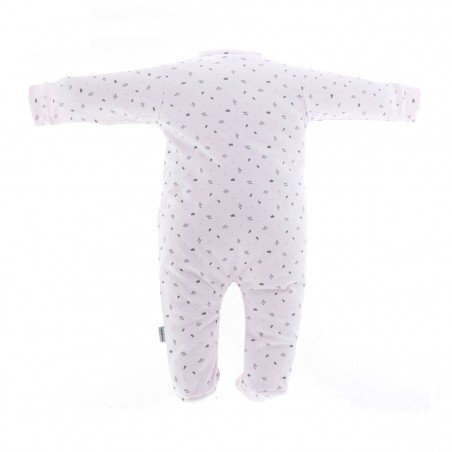 Cambrass playsuit pyjama with scattered printed crown motifs .