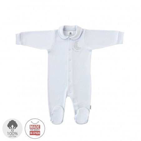 Cambrass playsuit pyjama with a moon embroidered accent.