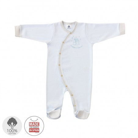 Cambrass playsuit pyjama with a house embroidered accent.