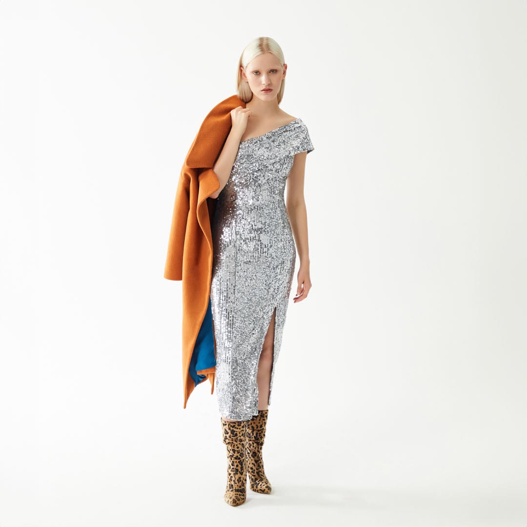 Sequined one shoulder dress