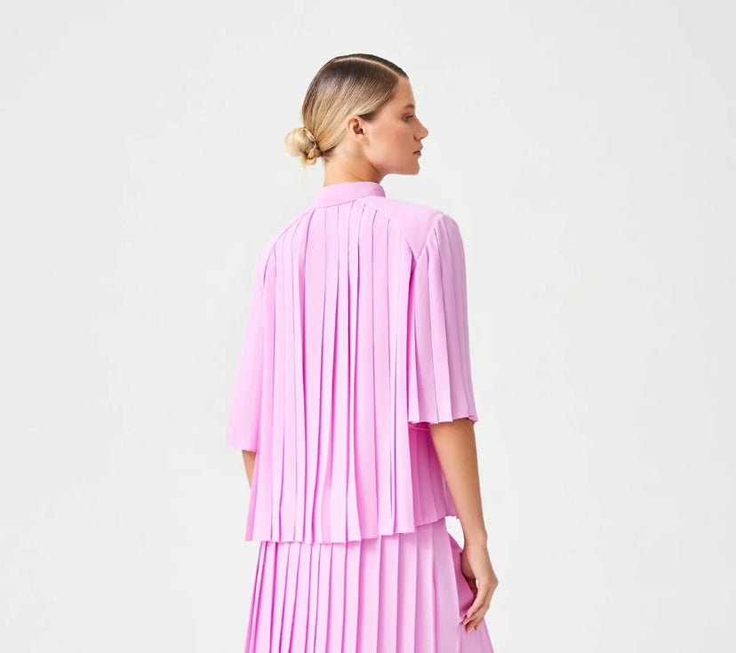 Pink Battery Judge Collar Blouse