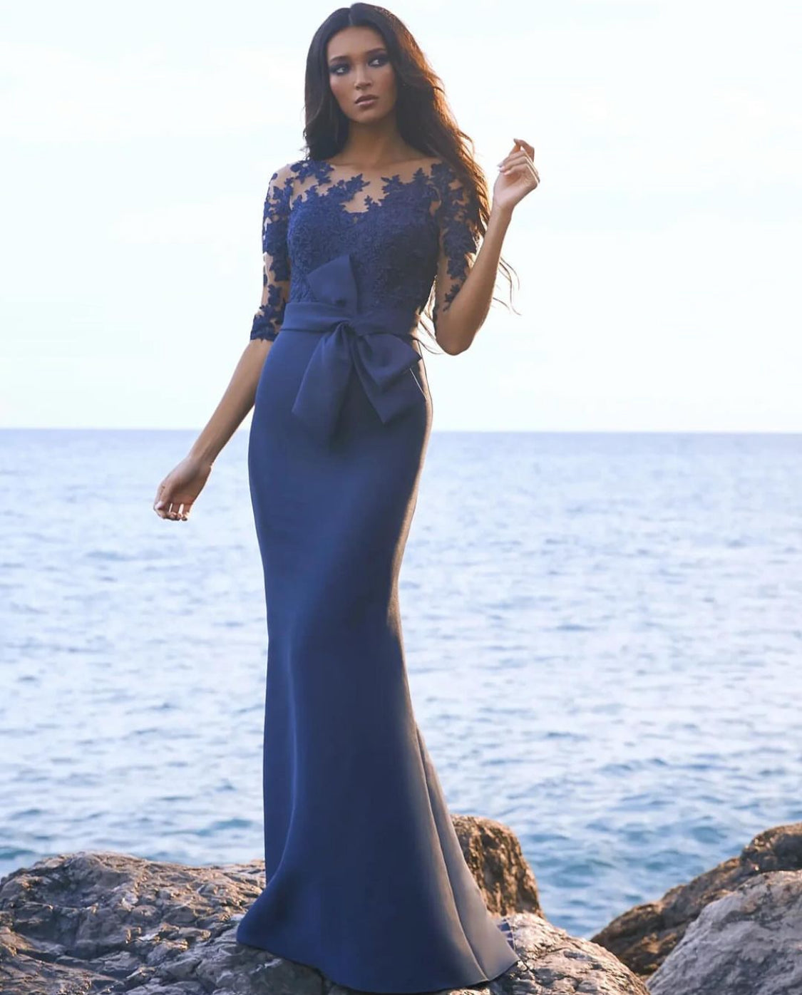 Pronovias Evening Gown with Chic Dentelle Chest Detail