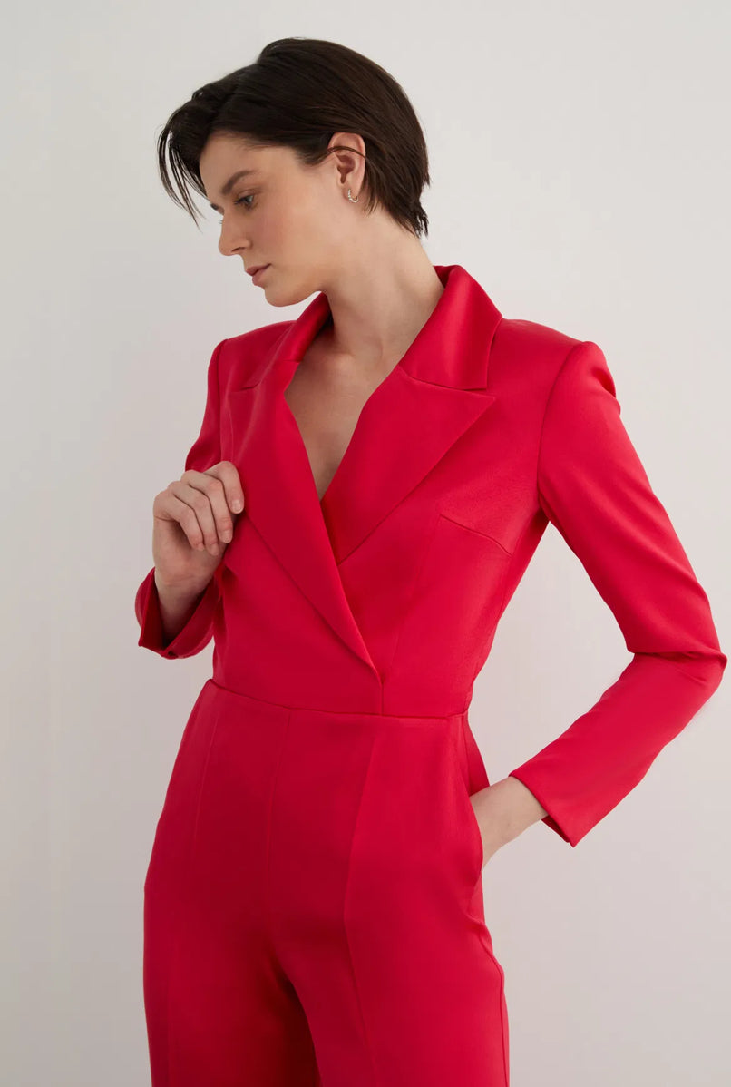 Structured Blazer Collar Detailing Jumpsuit