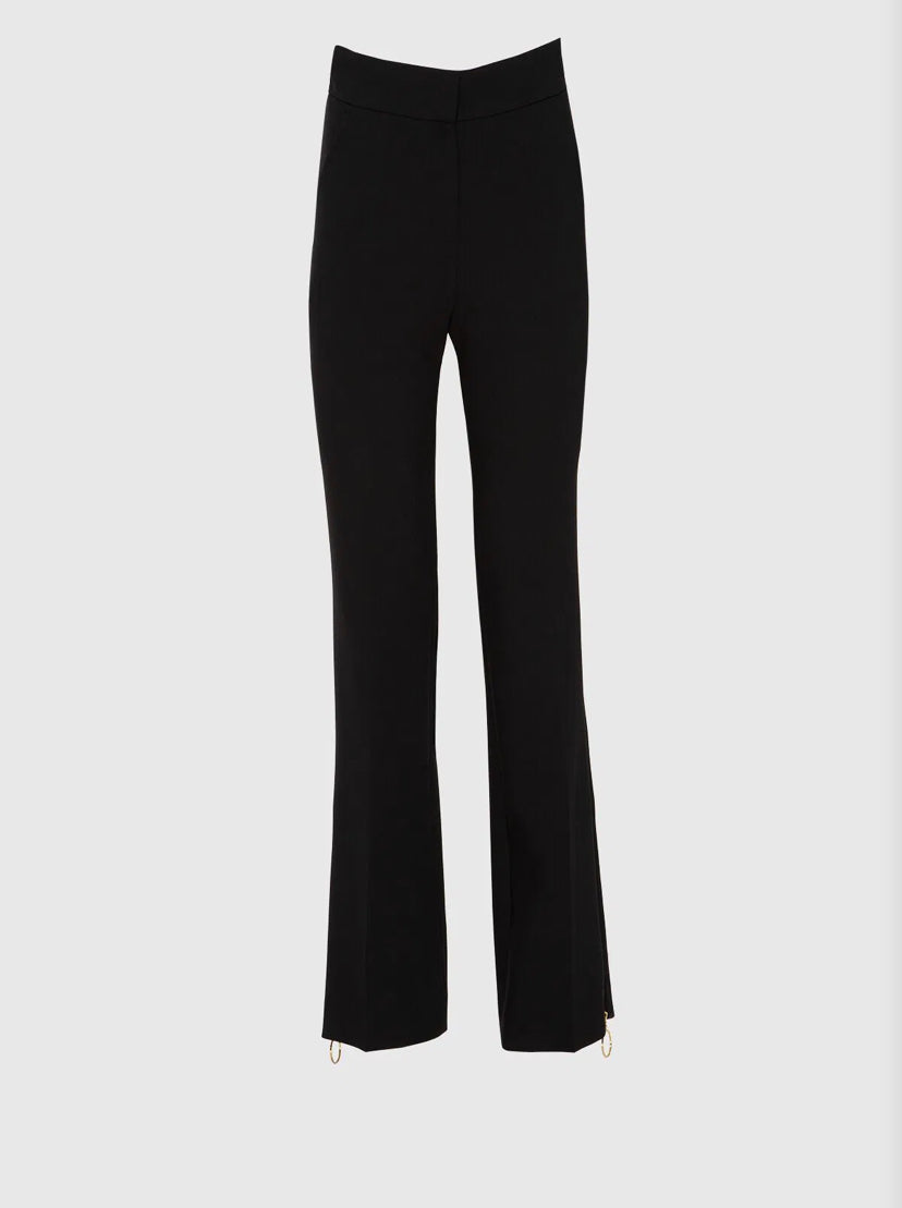 High Waist Black Trousers with Zipper Detail