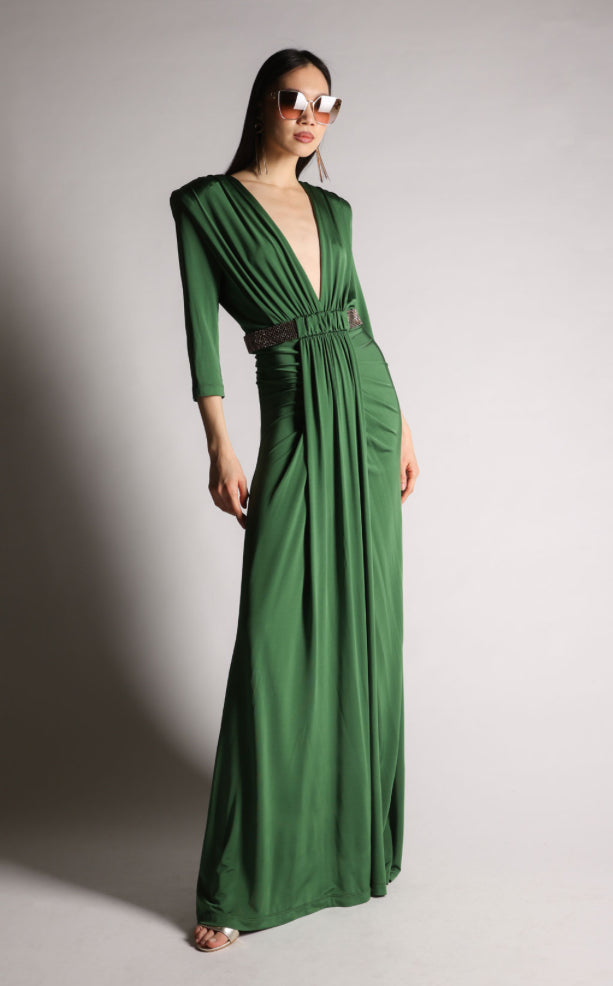 Elegance Deep V-Neck Dress