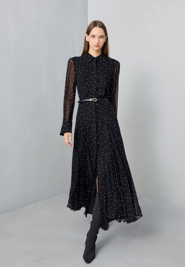 Black Dress with White polka dots