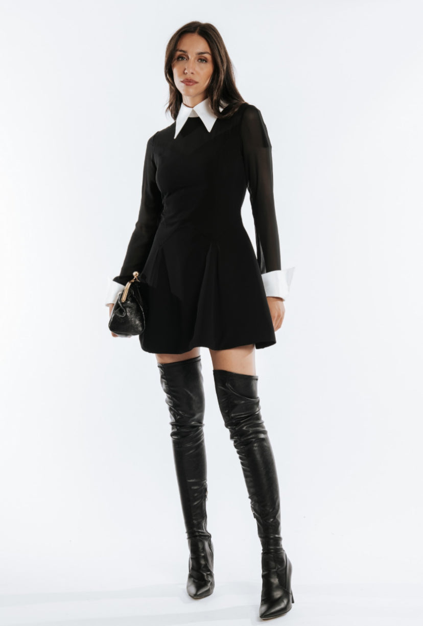 Dress with White Collar & Cuffs