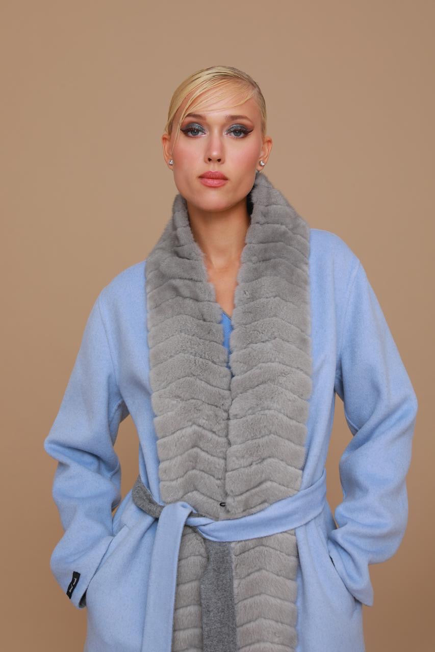 Mink Fur-Trimmed Coat