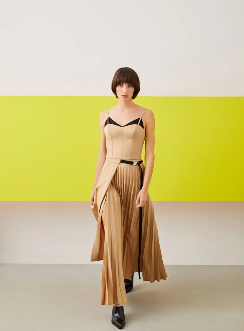 Half Battery Side Slit Skirt Set