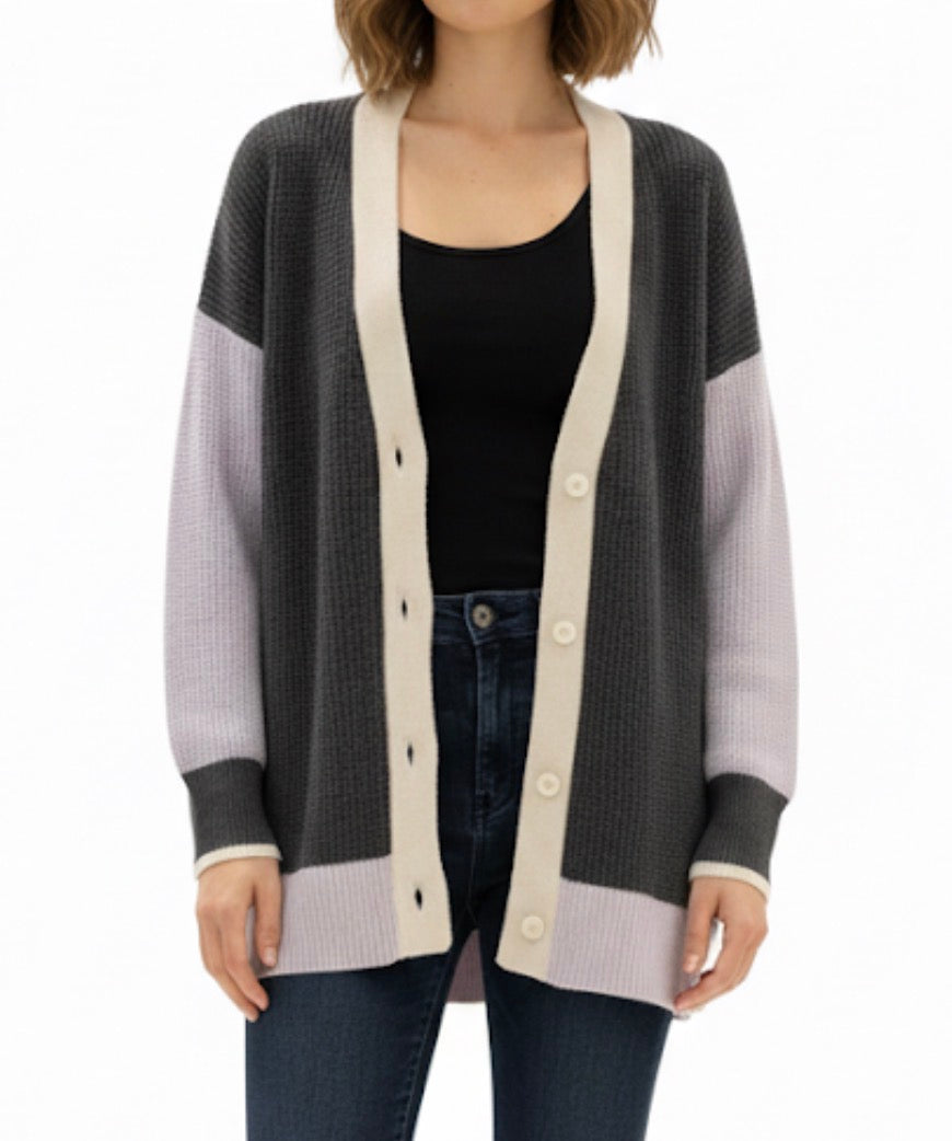 Color-block Cashmere Cardigan
