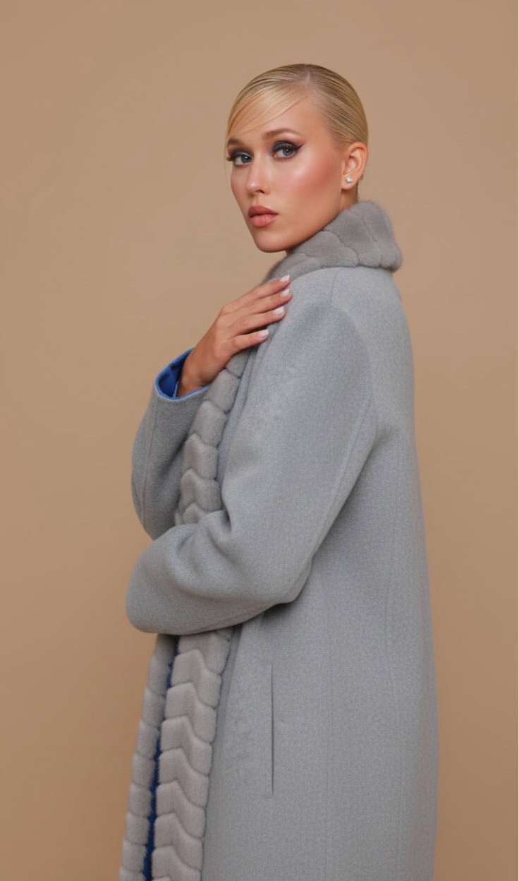 Mink Fur-Trimmed Coat