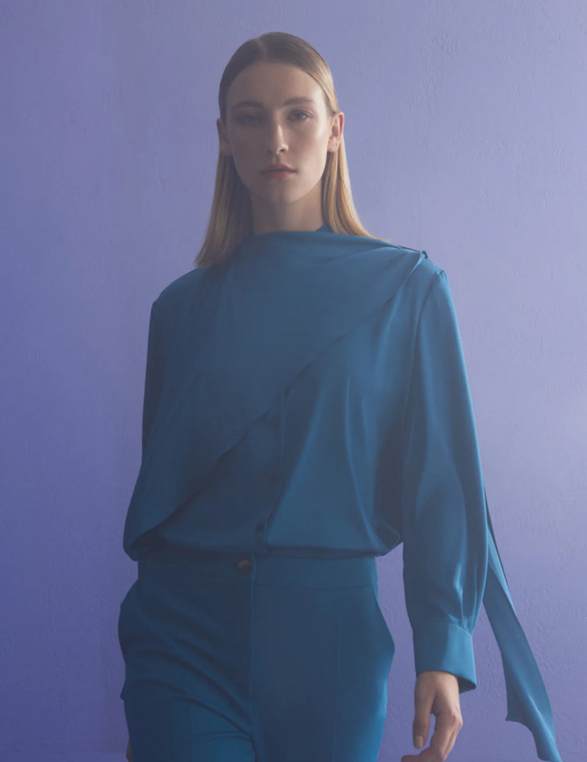 Collar Shawled  Blouse