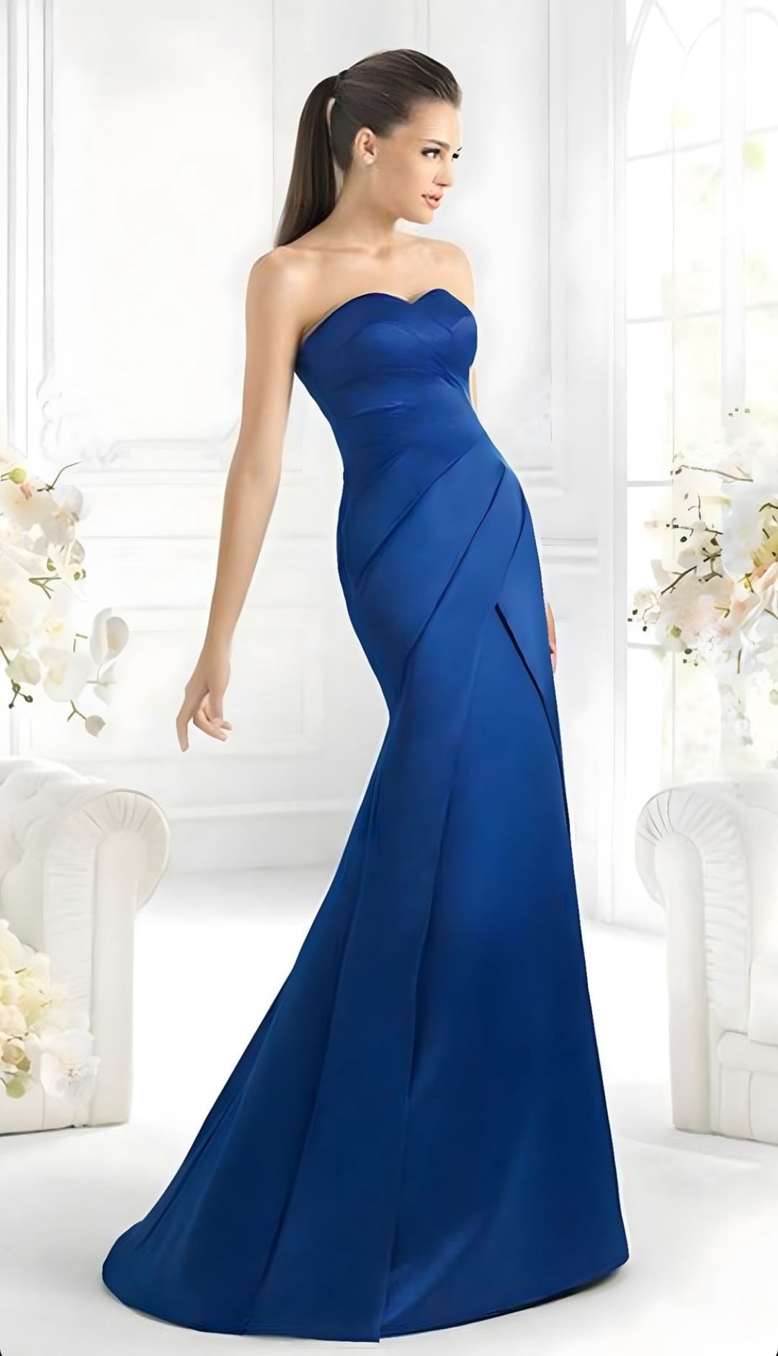 Sculpted Sapphire Mermaid Gown by Pronovias