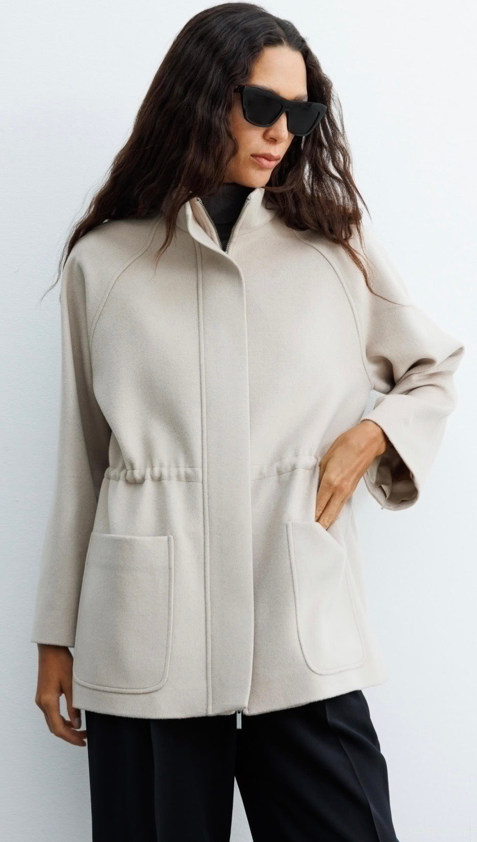 Stand Collar Zippered Coat