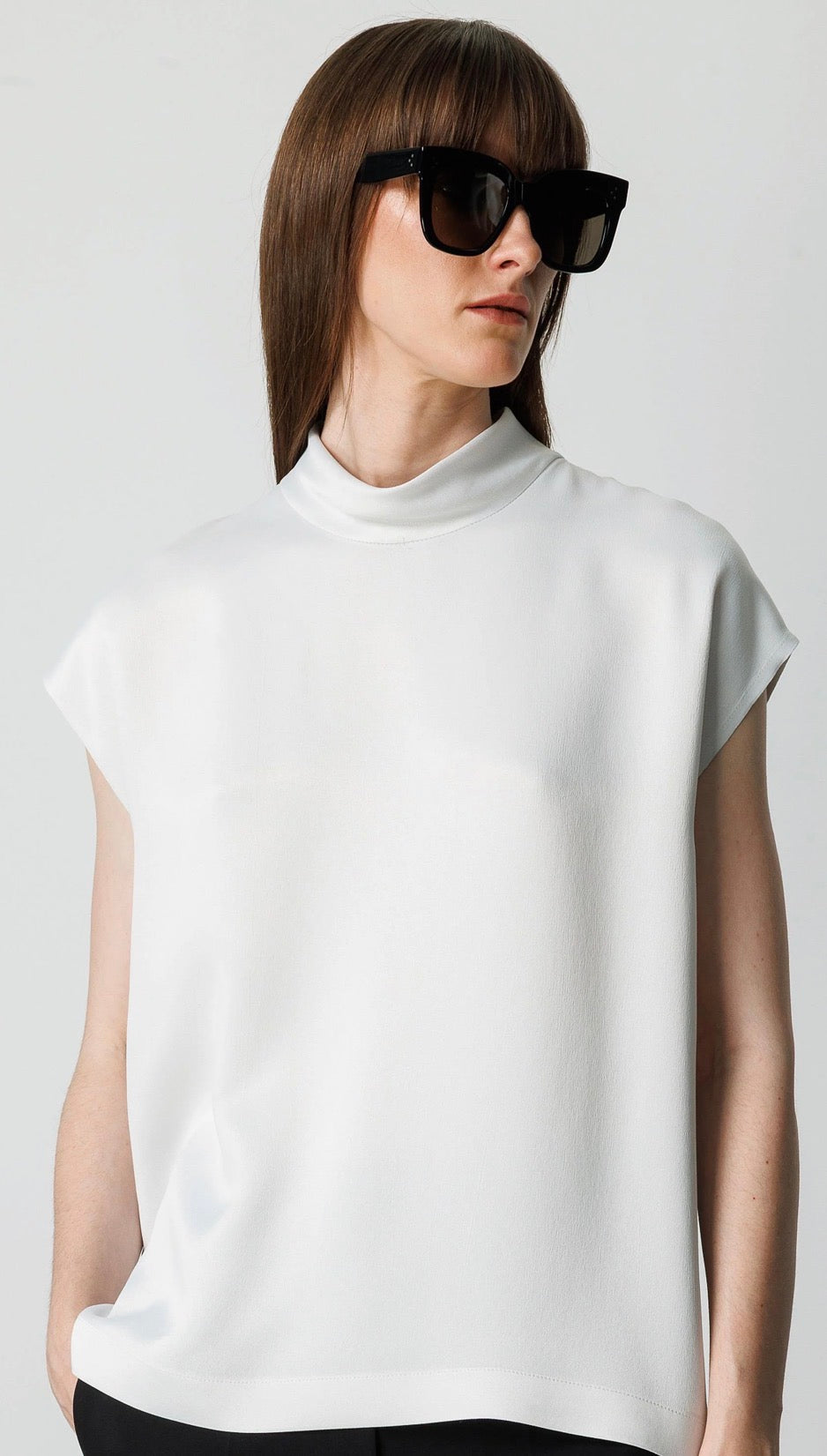 Stand Collar Low Sleeve Blouse