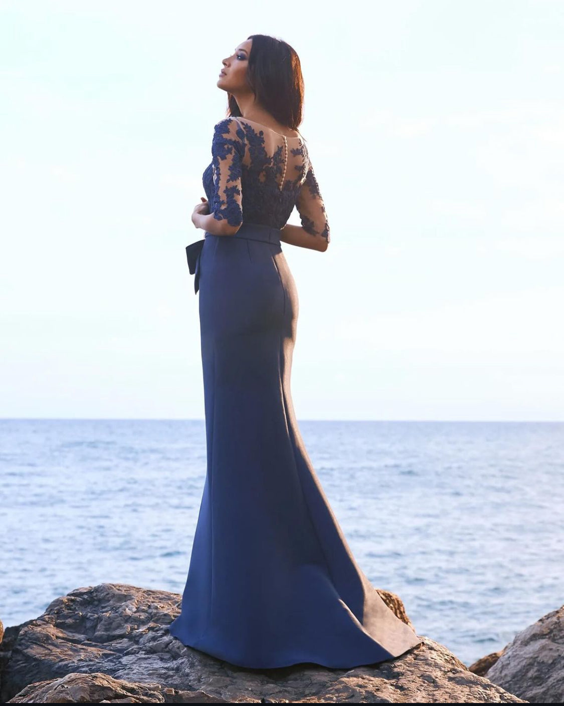Pronovias Evening Gown with Chic Dentelle Chest Detail