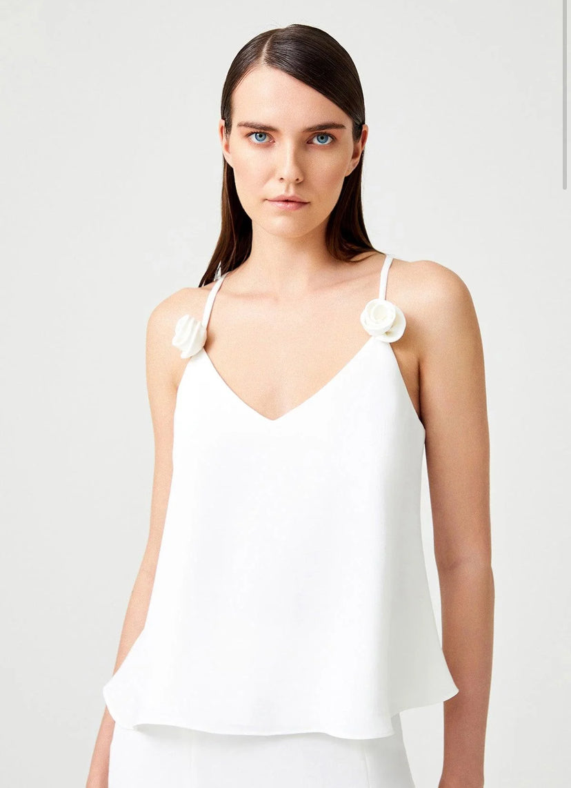 Thin Straps with Small Rose Appliqué top