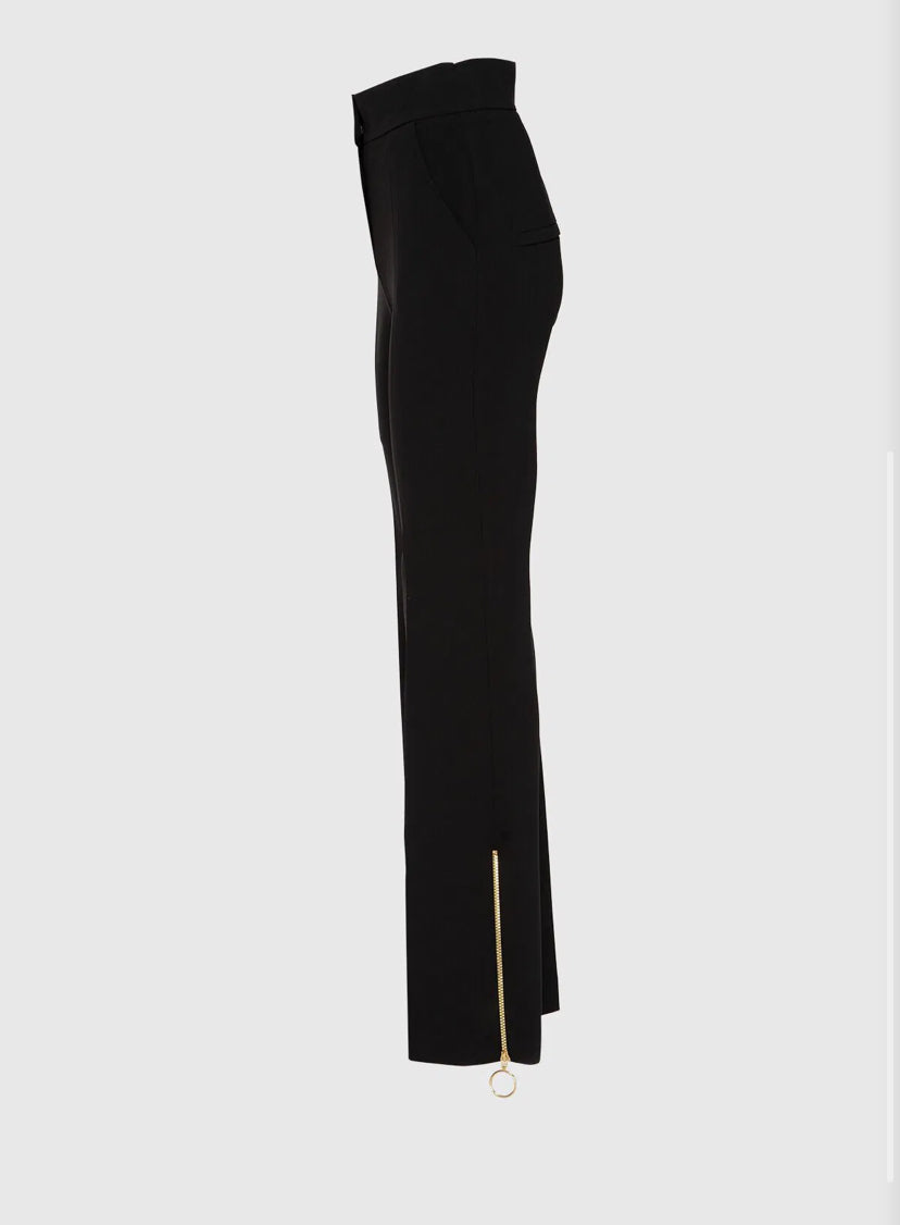 High Waist Black Trousers with Zipper Detail