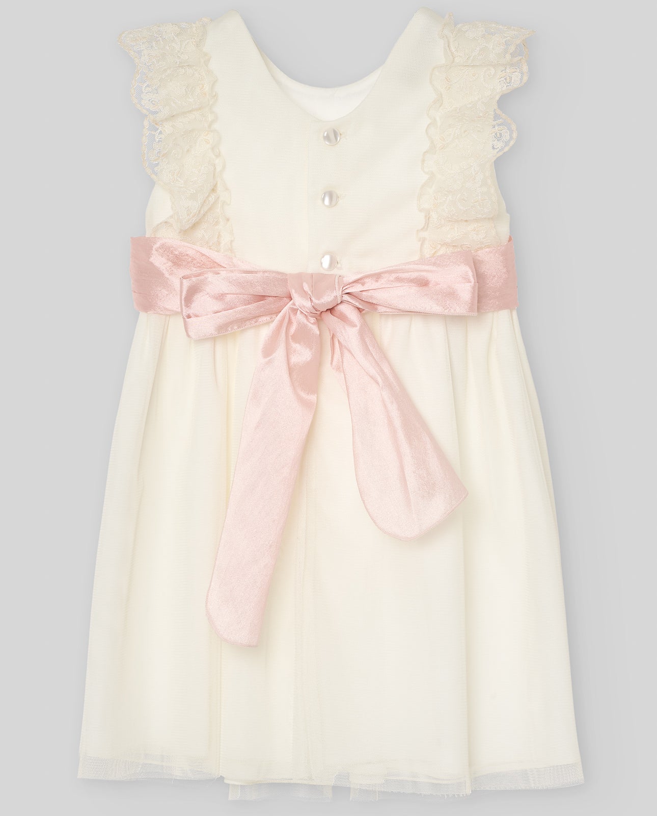 Lace Ruffle Dress with Satin Bow