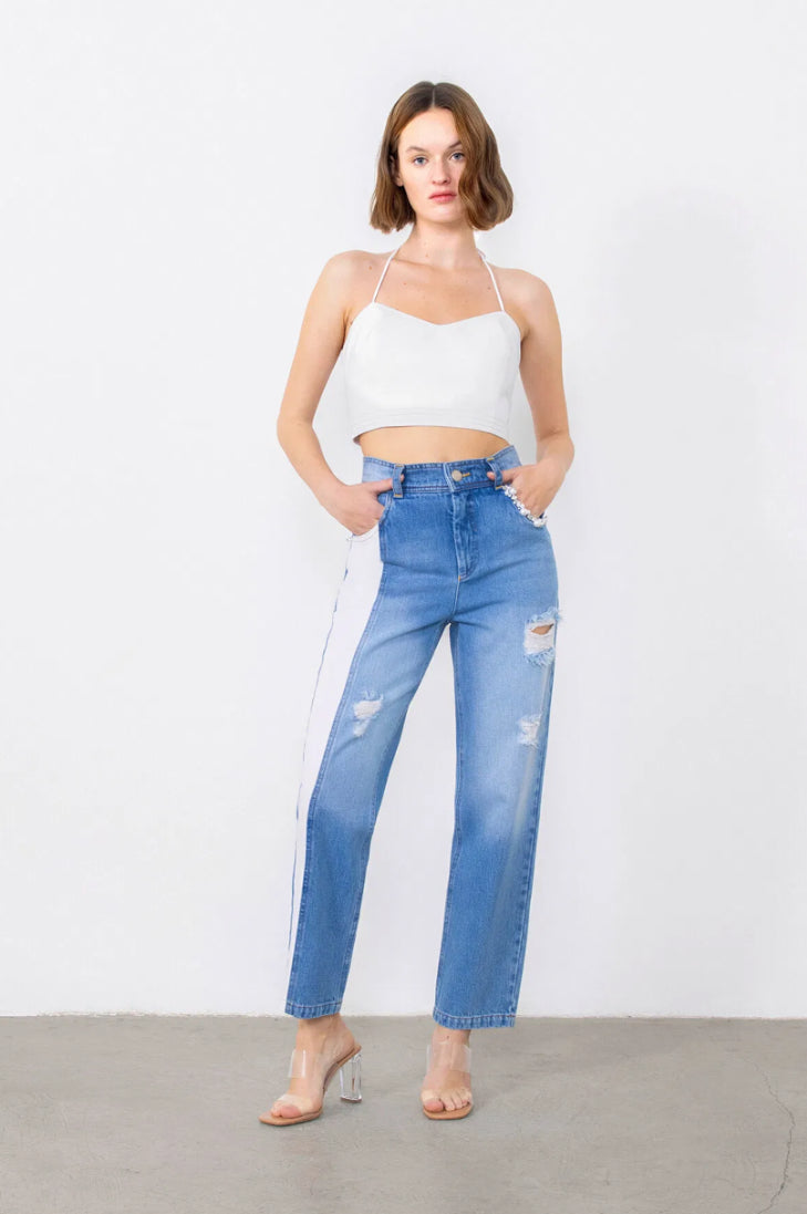White Jean Detailed Embroidered Jeans.