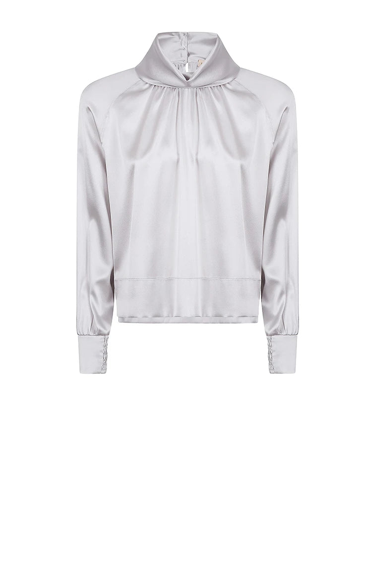 High neck satin blouse