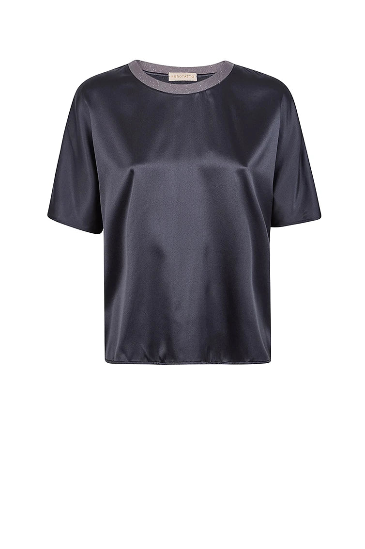 Satin blouse.