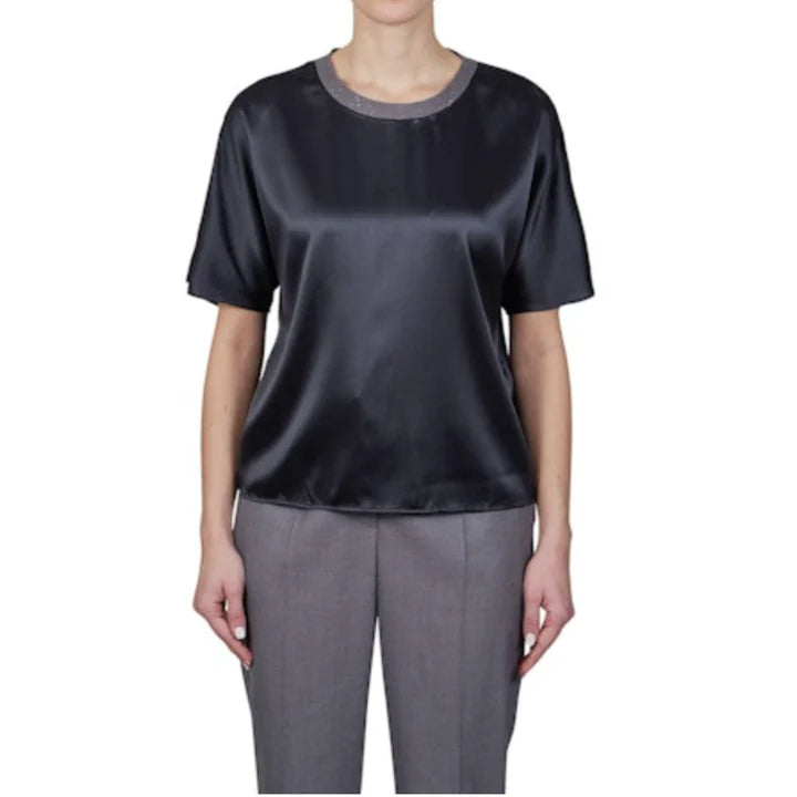 Satin blouse.