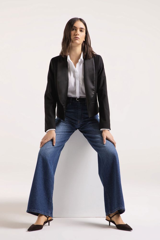 Blazer with a silk shawl collar