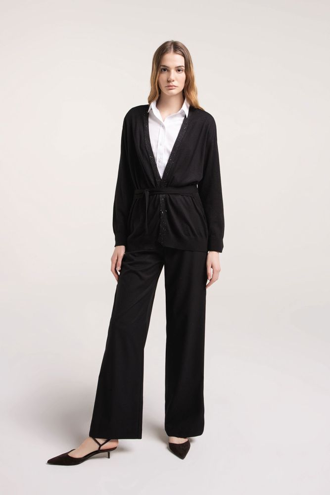 Cashmere cardigan with sequin detailing.