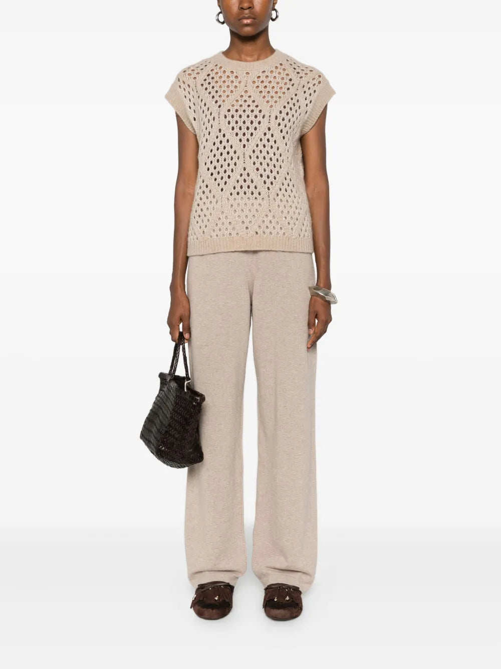 Patterned cashmere vest.