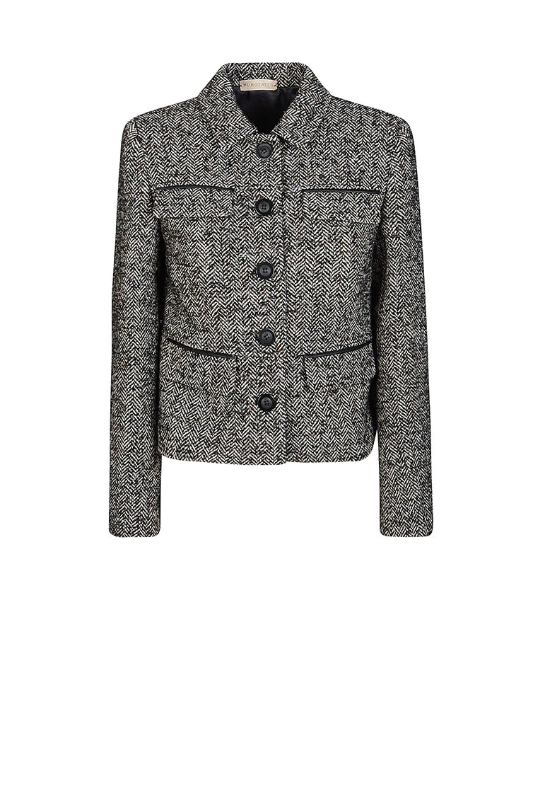Jacket with leather detailing