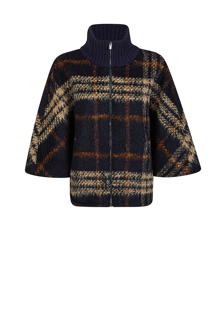 Coat with a knitted collar,