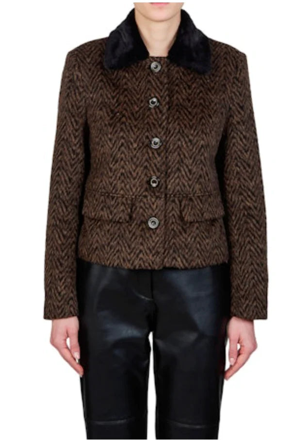 Jacket with Faux fur collar