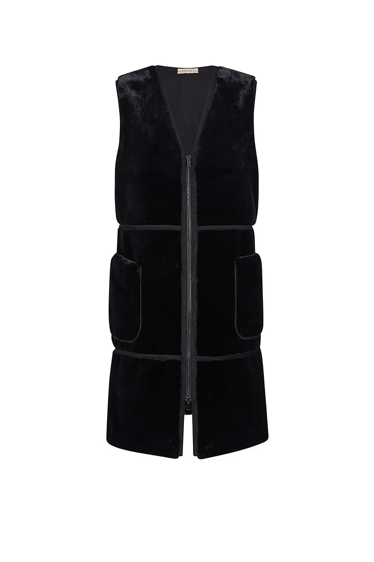 Faux fur vest.