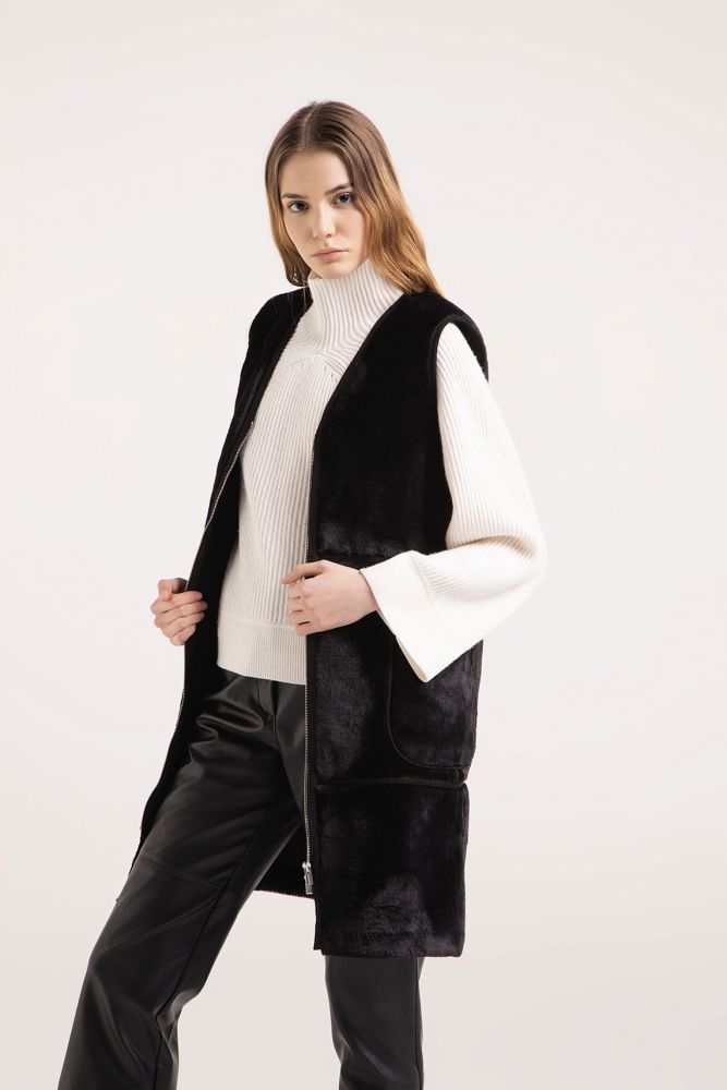 Faux fur vest.