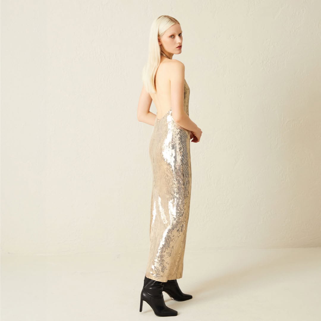 Halter sequined dress