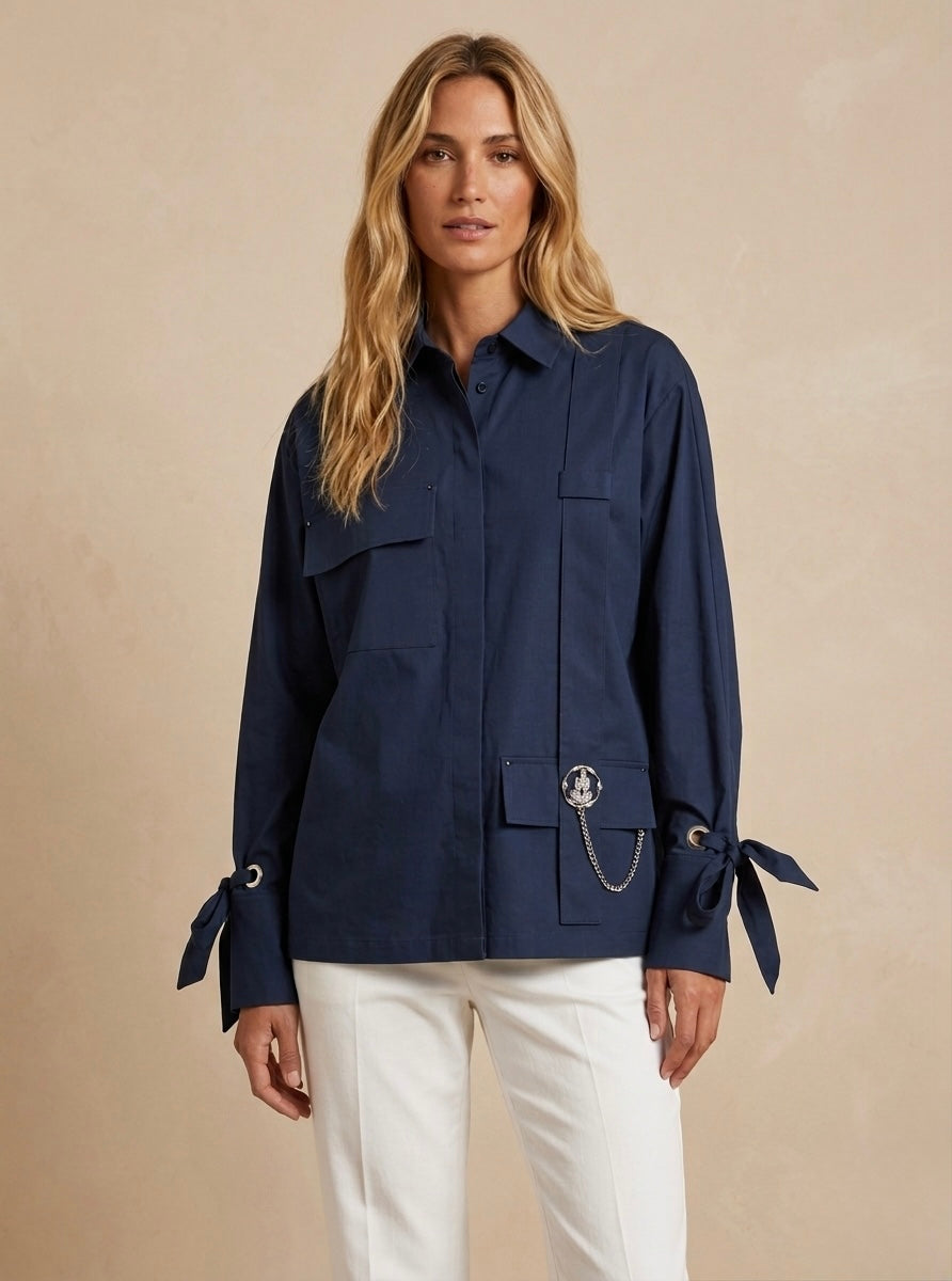 Stone Embellished Sleeve Shirt