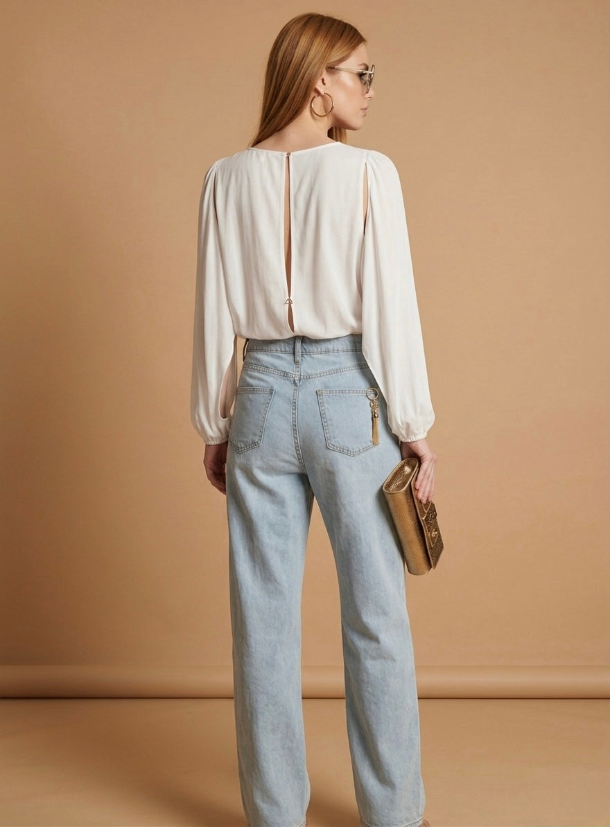 Cut-Out Shoulder Blouse