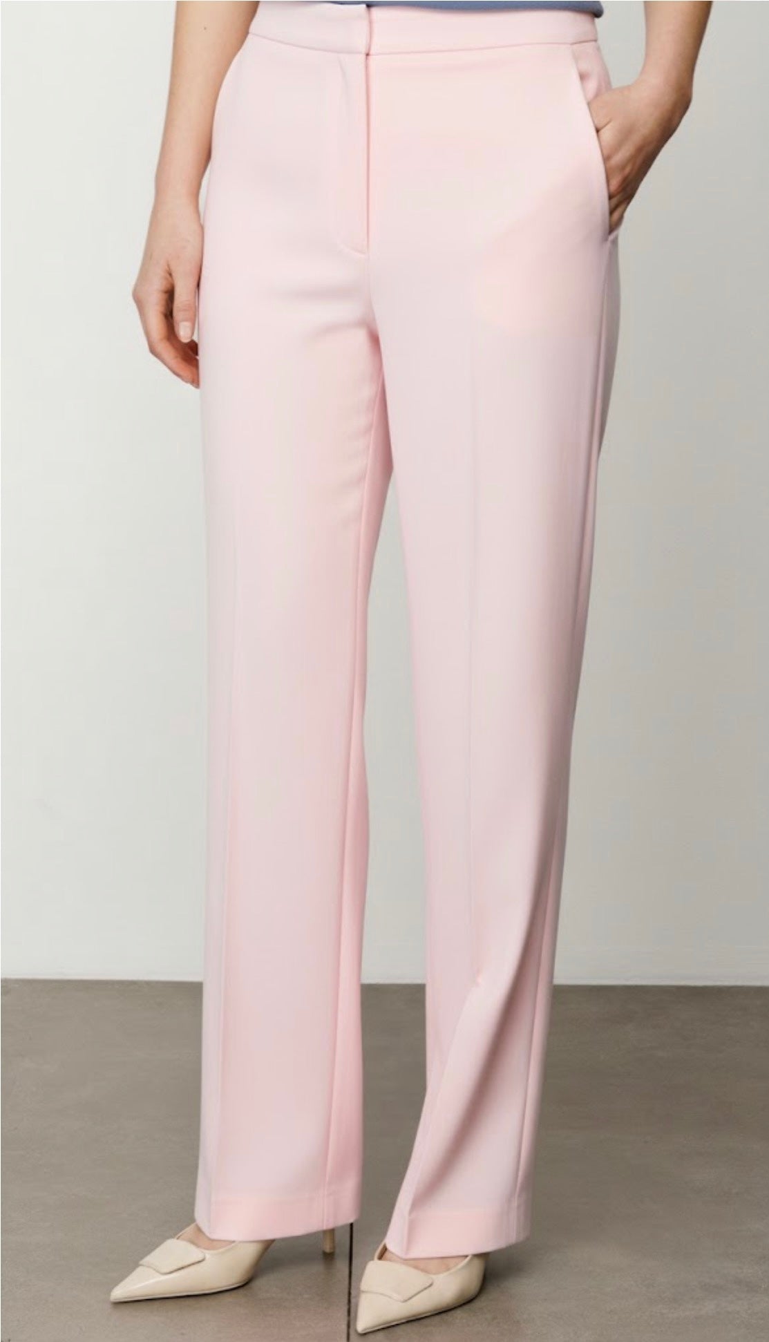 Pale Pink Straight-Leg Trousers