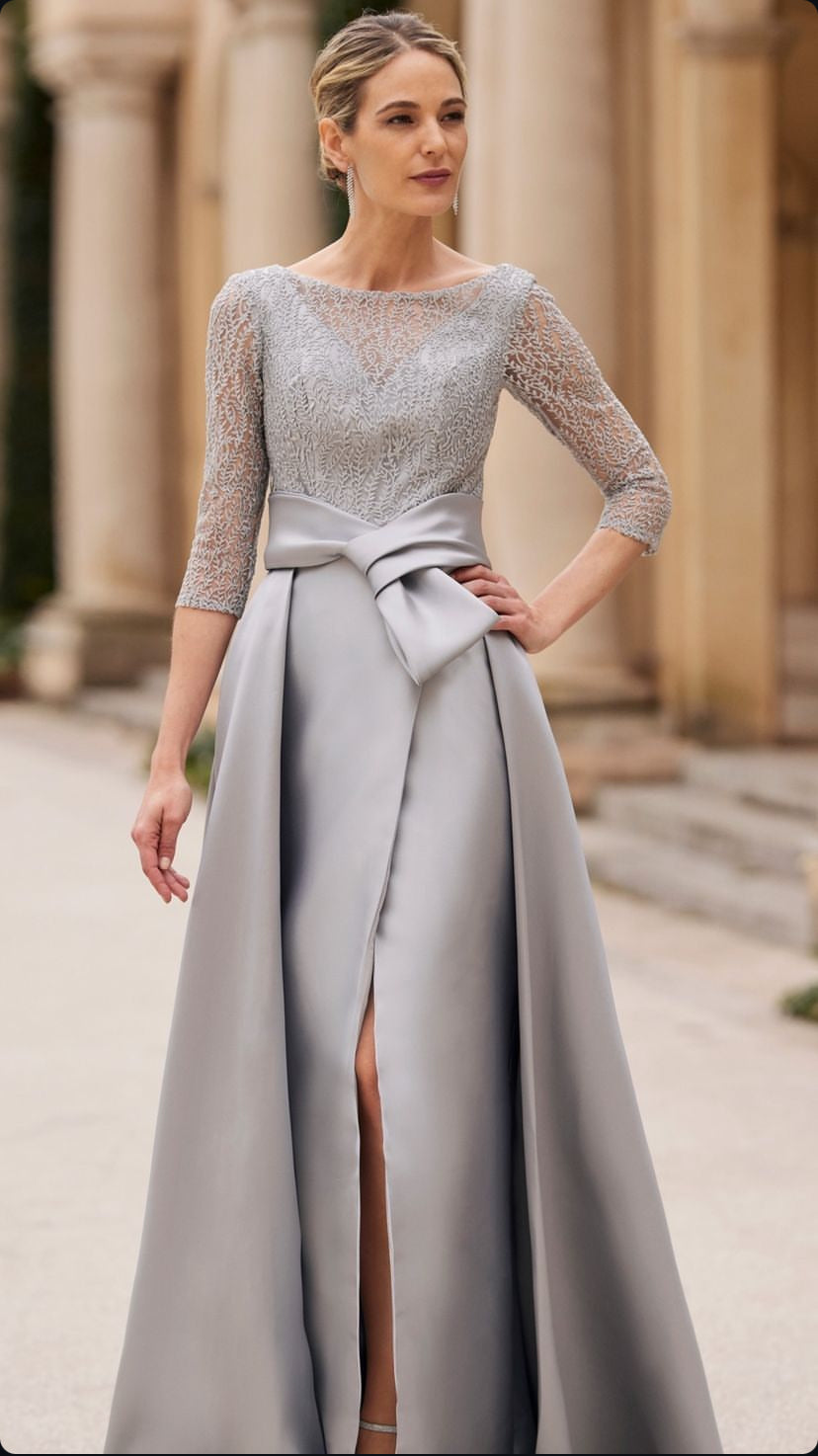 Embroidered Evening Gown Mikado Dress