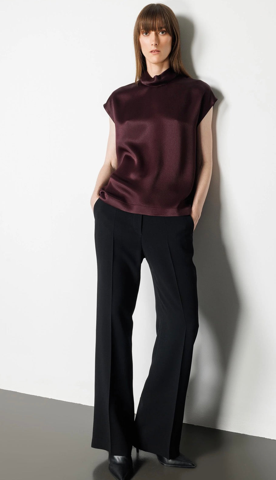 Stand Collar Low Sleeve Blouse